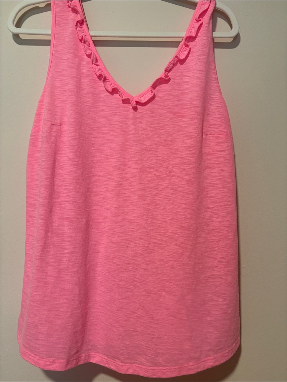 Lilly Pulitzer Neon Pink Ruffle V-Neck Tank